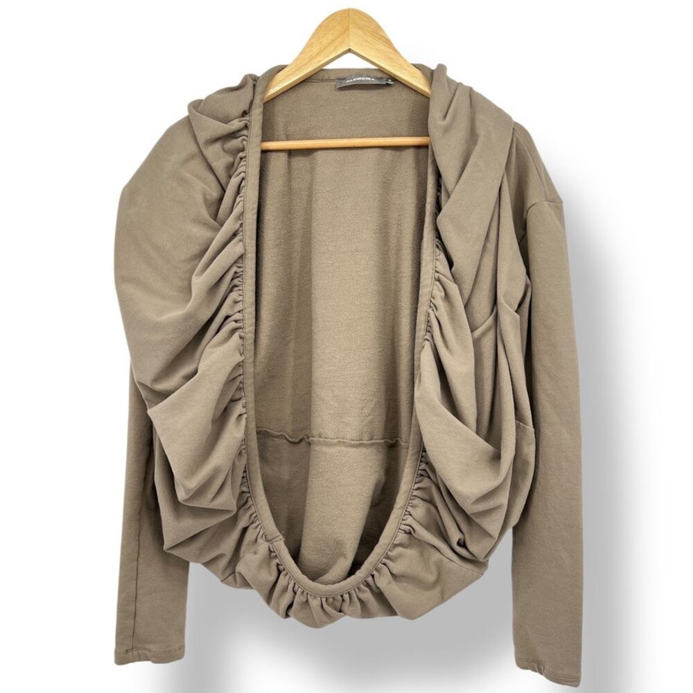 Alembika Tan Open Long Sleeve Cardigan Women's 2 US‎ M 6/8 Cocoon